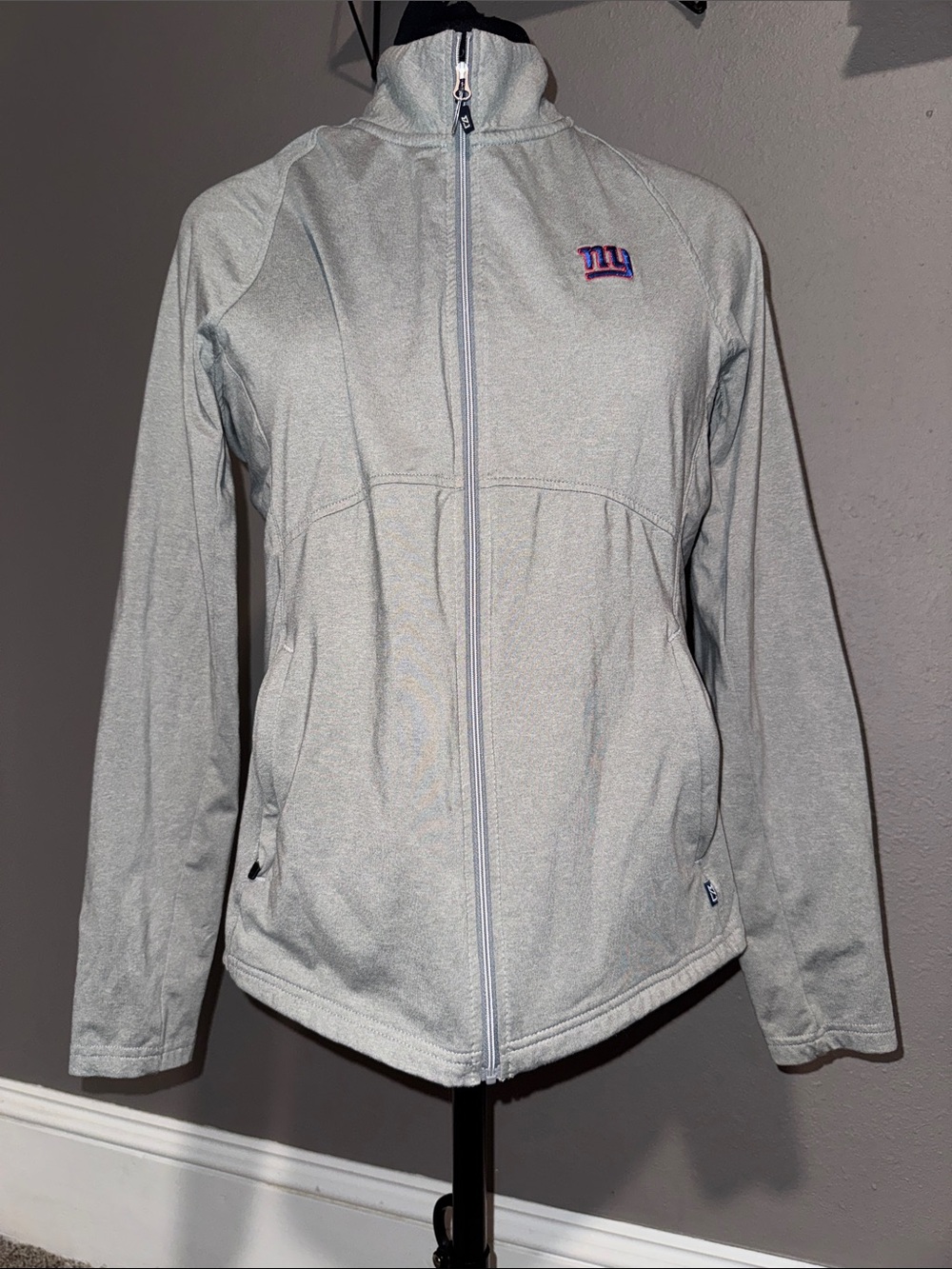Women's Light Gray Full-Zip Jacket with NY Giants Team Logo